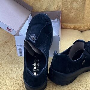 Rieker Woman’s Black Suede Slip-On Shoes